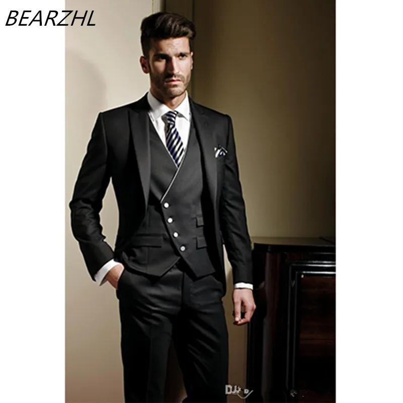Мужские платья костюмы смокинг жениха 3 предмета костюм ужин официальная одежда костюм на заказ