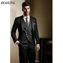Мужские платья костюмы смокинг жениха 3 предмета костюм ужин официальная одежда костюм на заказ