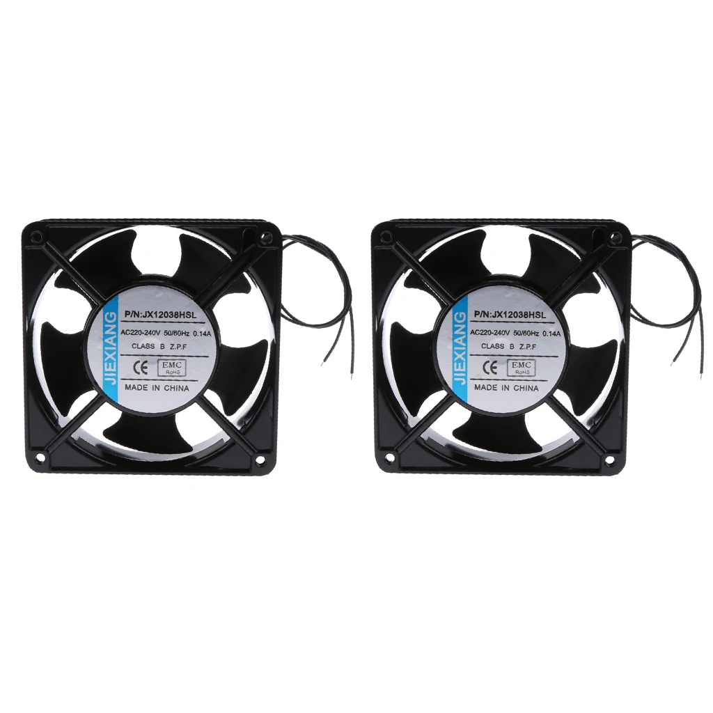 2Pcs 12cm 220V DC Cabinet Cooling Fan Cooler Kit For Industrial Computer