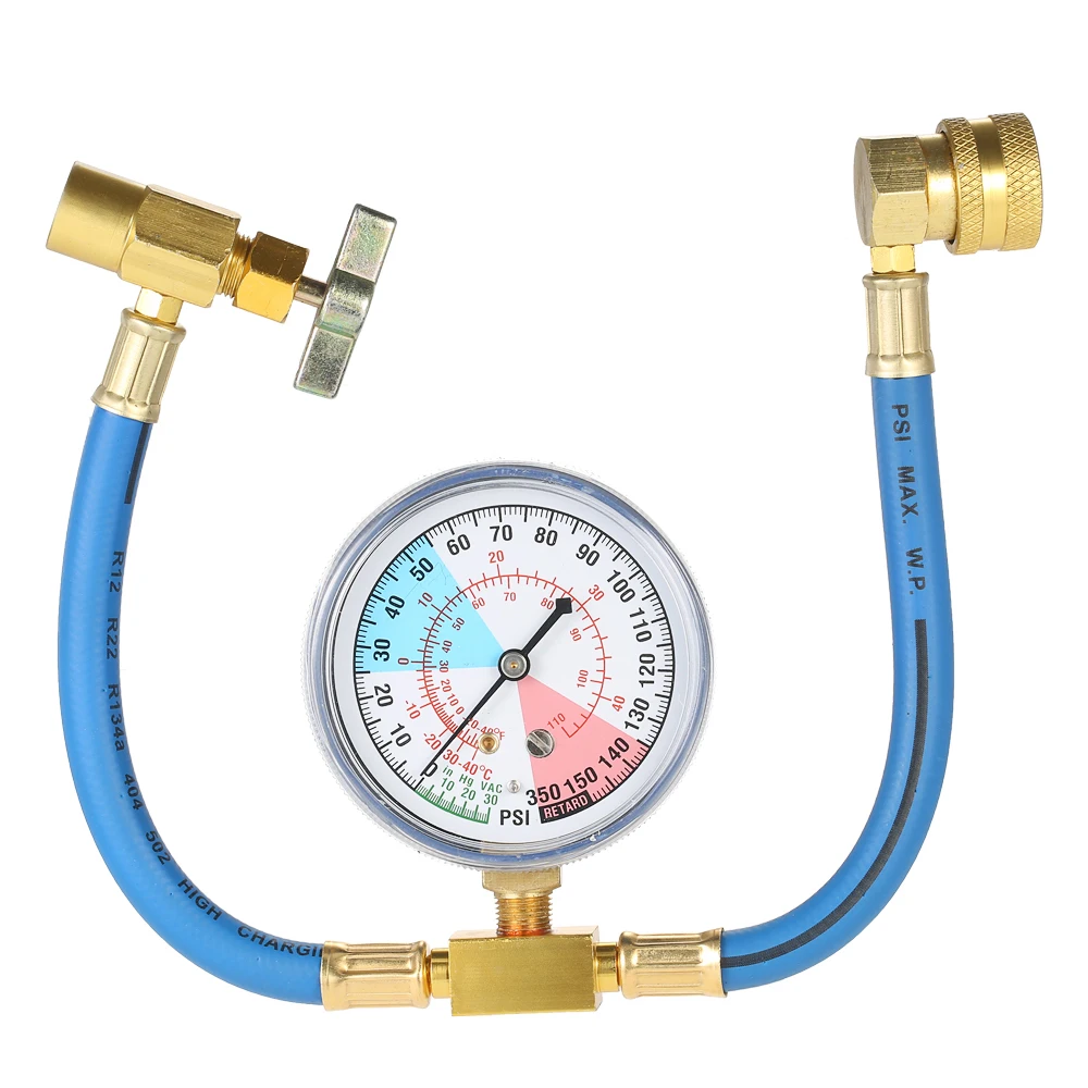 AC R134A Car Auto Air Conditioning Refrigerant Measuring Hose Gauge Kit Adapter Hot Pipe Air