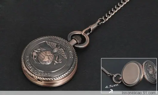 

New Vintage USA Marine Corps Emblem Copper Quartz Pocket Watch freeship