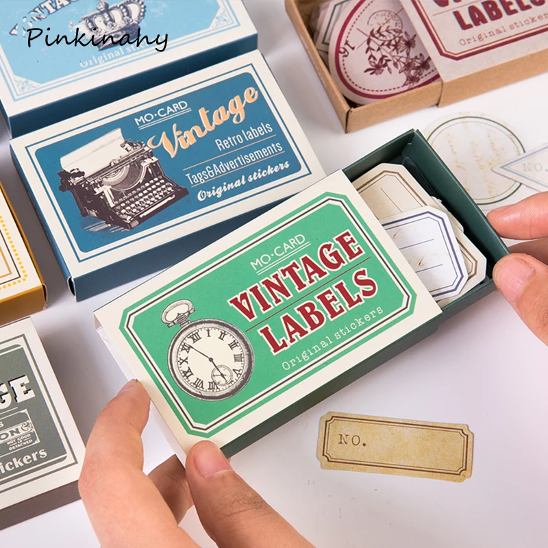 

60 pcs/Box Creative Vintage Writable Paper Stickers Decoration DIY Album Diary Scrapbooking Label Stationery Stickers HT020
