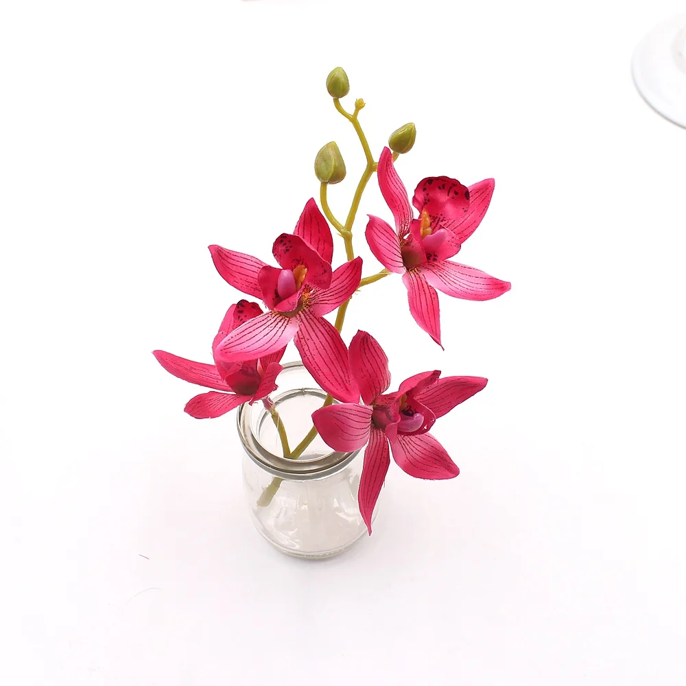 

4flower+1Branch Silk Lily Handmake Artificial Flower Head Wedding Decoration DIY Wreath Gift Box Scrapbooking Craft Fake Flower
