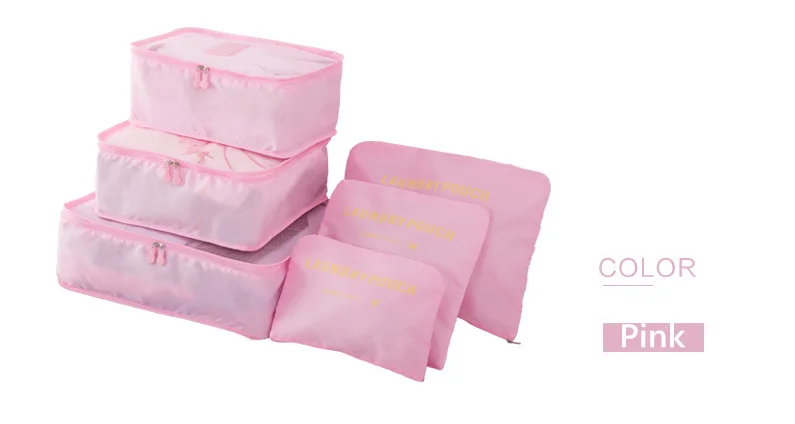 Высокое качество 6 шт./компл. багаж дорожная сумка-Органайзер сумка большого размера для Для мужчин wo Для мужчин многофункциональный косметический Органайзер для макияжа Сумки - Цвет: Розовый
