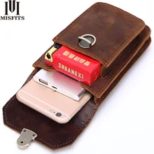 MISFITS Crazy Horse Genuine Leather Waist Packs Men Casual Small Fanny Pack Belt Loops Hip Bum Bag Waist Bag Phone Pouch Purses misfits crazy horse cow leather mens waist bag genuine leather travel small fanny pack belt loops hip bum bag male phone pouch