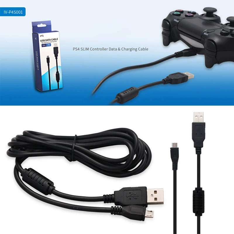 

2 In 1 Micro Charging USB Data Cable Charger For Sony PS4 Slim Game Controller