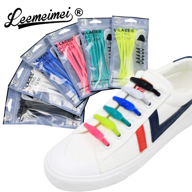 12Pcs Fashion Elastic Free Tying No Tie Lazy Silicone Shoelace Dress Shoe Lac NV