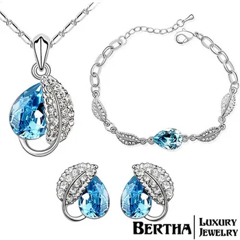 

Luxury Crystals from Swarovski Jewelry Sets Stud Earrings Necklaces Pendants Bracelets For Women Brides Wedding