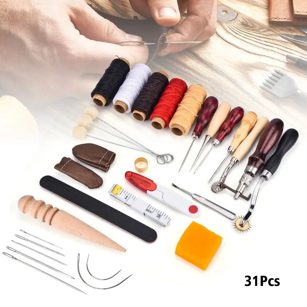 

Leather Craft DIY Punch Tools Kit Stitching Carving Working Sewing Saddle Groover, 45mm Rotary Cutter Set, Handcraft DIY Kits