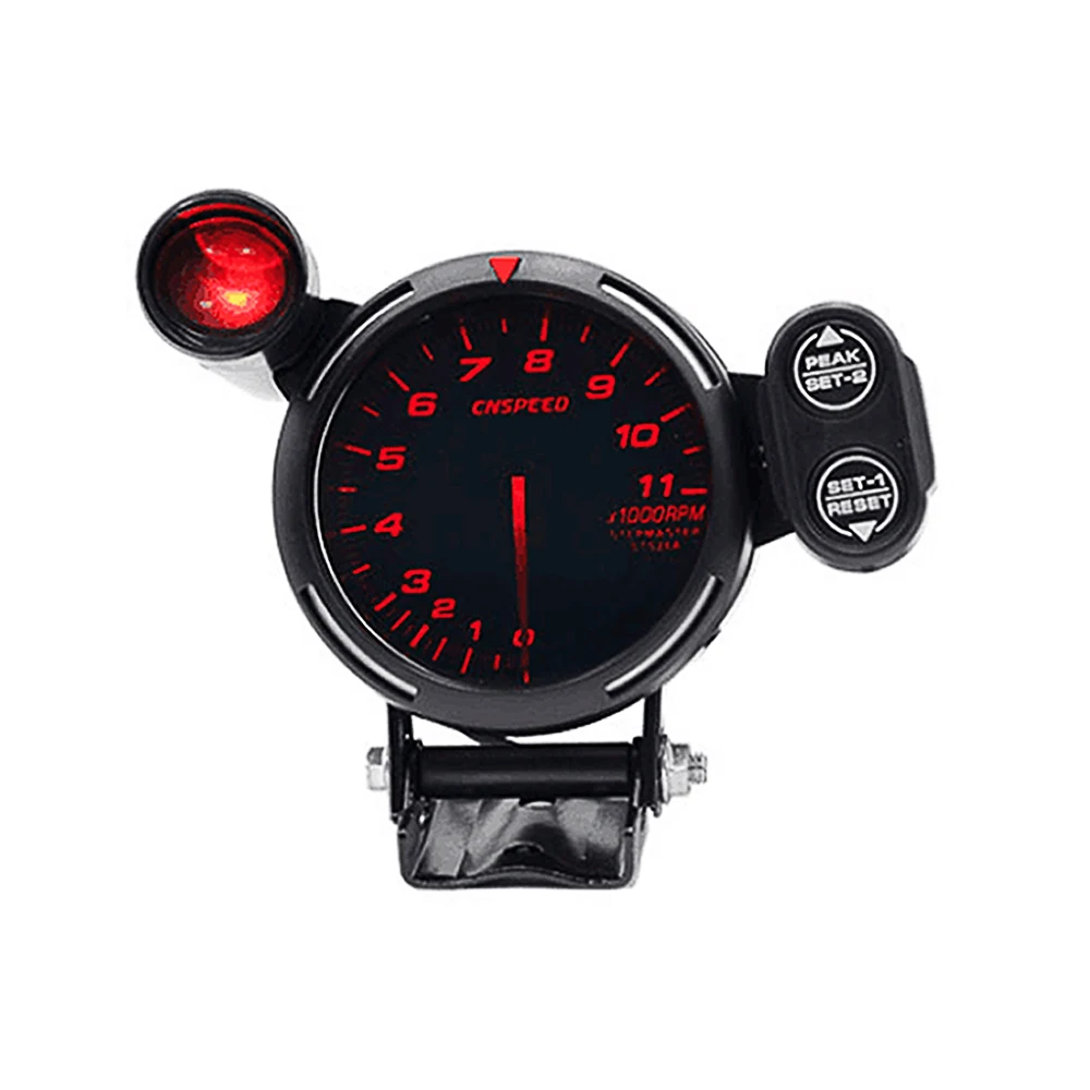 

3.5" Tachometer Gauge Kit RED LED 11000 RPM Meter with Adjustable Shift Light+Stepping Motor Black