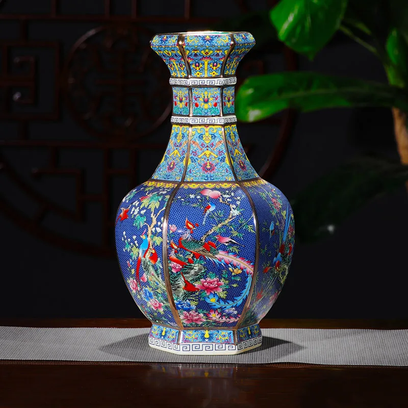 

Jingdezhen antique handicrafts Qing Dynasty qianlong enamel Golden vase antique collection ornaments