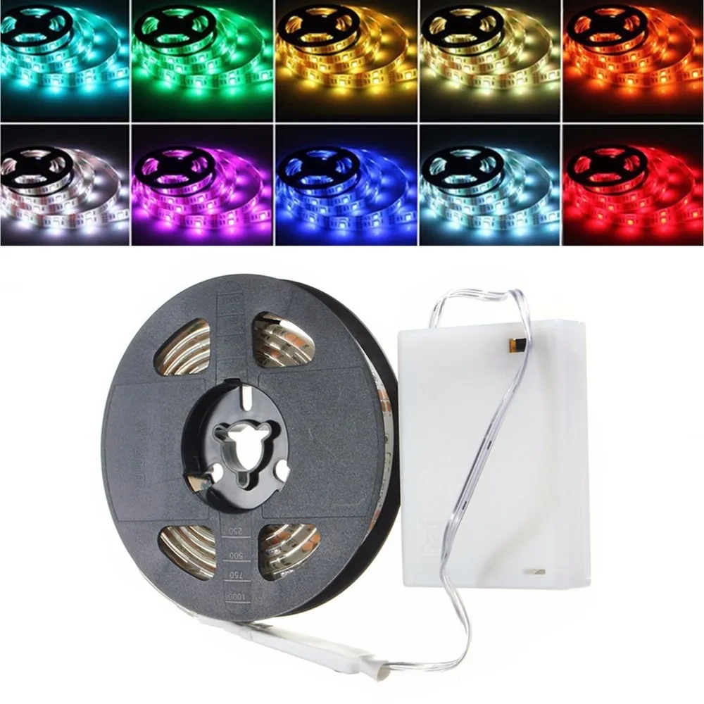 

RGB Led Strip Light Flexible Lighting Ribbon Tape With Battery Box Waterproof IP65 3 Mode 20 Colors 50cm 100cm 150cm 200cm
