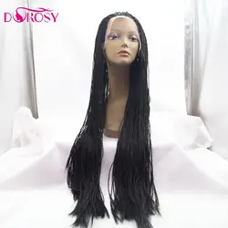 DOROSY волос высокого Температура волокна парик синтетические Синтетические волосы на кружеве парик длинные прямые черные вязанная косами