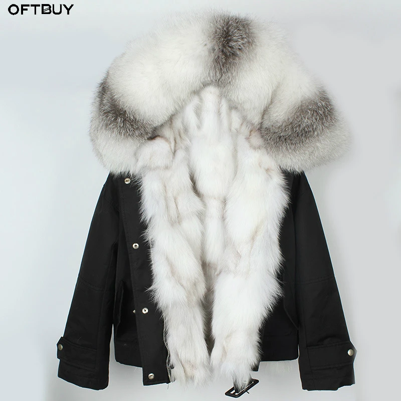 

OFTBUY 2019 New Witner Jacket Women Real Fur Coat Parka Natural Fox Fur Thick Warm Streetwear Luxury Brand Outerwear Moto&Biker
