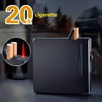 

20 cigarette Aluminum cigarette box case with windproof gas lighter