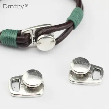 Dmtry 5pcs Antique Silver Button Clasp Hook Clasp For 4mm Round Leather Cord Diy Bracelet Bangle Jewelry Findings C0013 18 10row 4mm orange round coral necklace magnet clasp