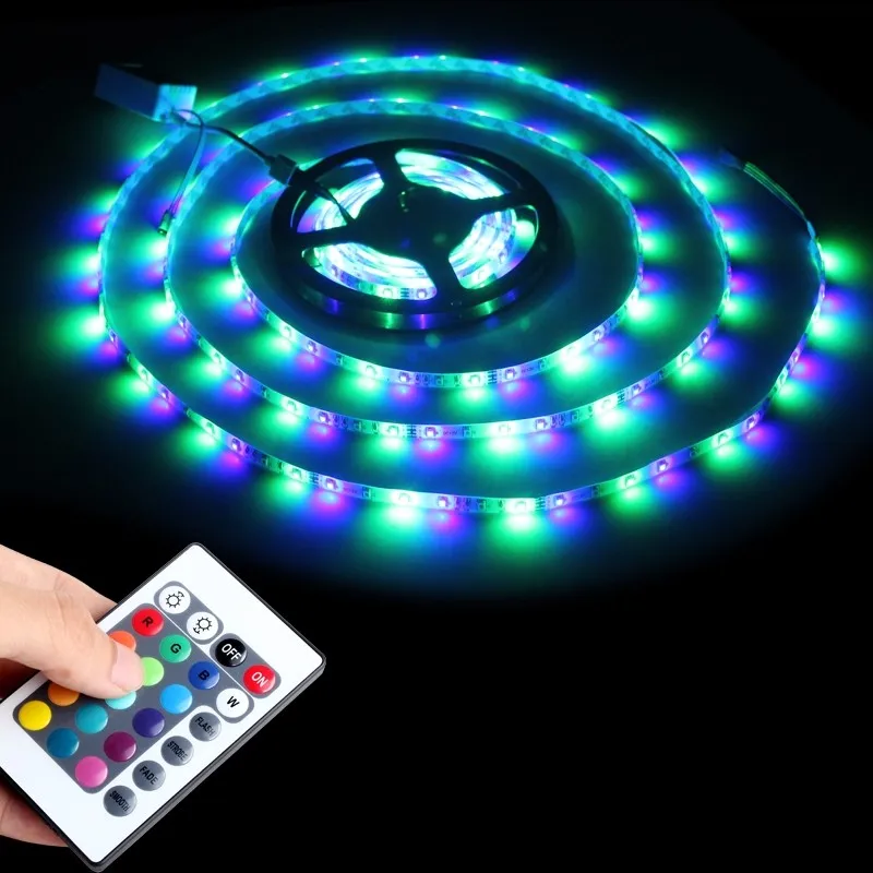 300 Светодиодная лента 5 м 3528 SMD RGB водонепроницаемая гибкая Энергосберегающая светодиодная лента с 24 клавишами RC и приводом для дома магазина