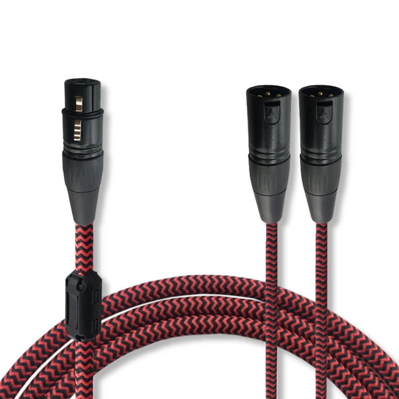 

High Quality 3 Pin Female XLR to 2 XLR Male Anti-jamming Shield Dual XLR Mic Microphone Amplifier Mixer Splitter Audio Cable