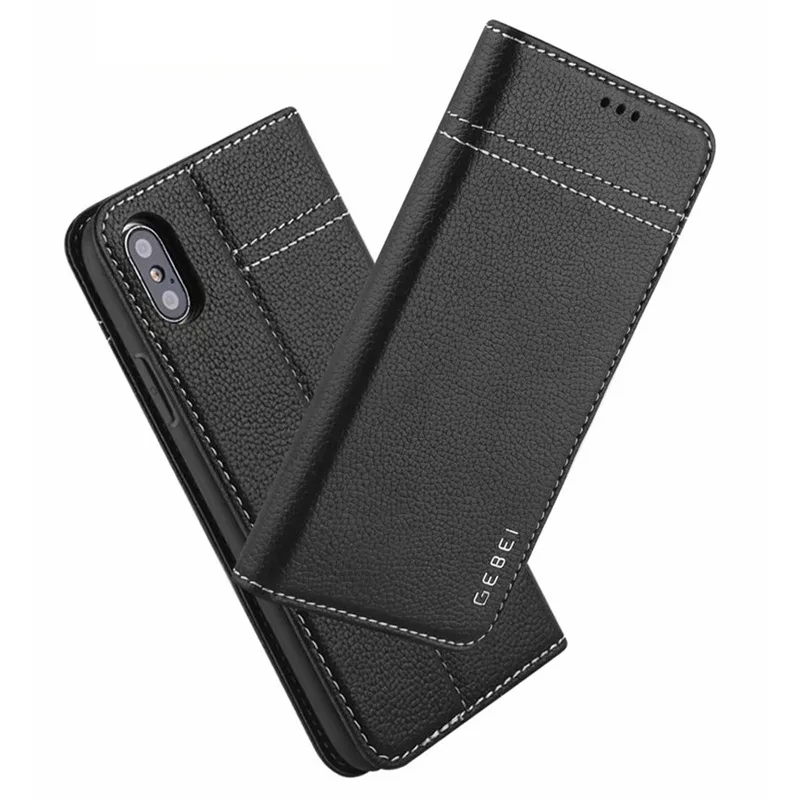

Luxury High Quality Genuine Leather Magnetic Adsorption Flip Cover Case For iPhone XR XS Max X Wallet Cases With Card Pocket