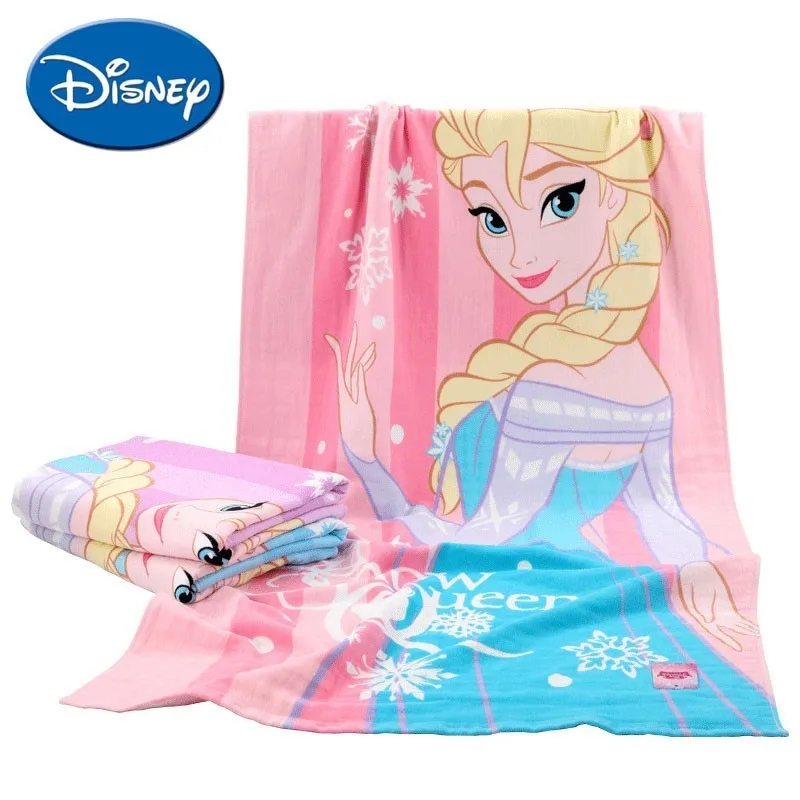 

Disney Baby Bath Towel 70*140 cm Pure Cotton Frozen Princess Elsa Cartoon Kids Beach Towel Soft Gauze Towel
