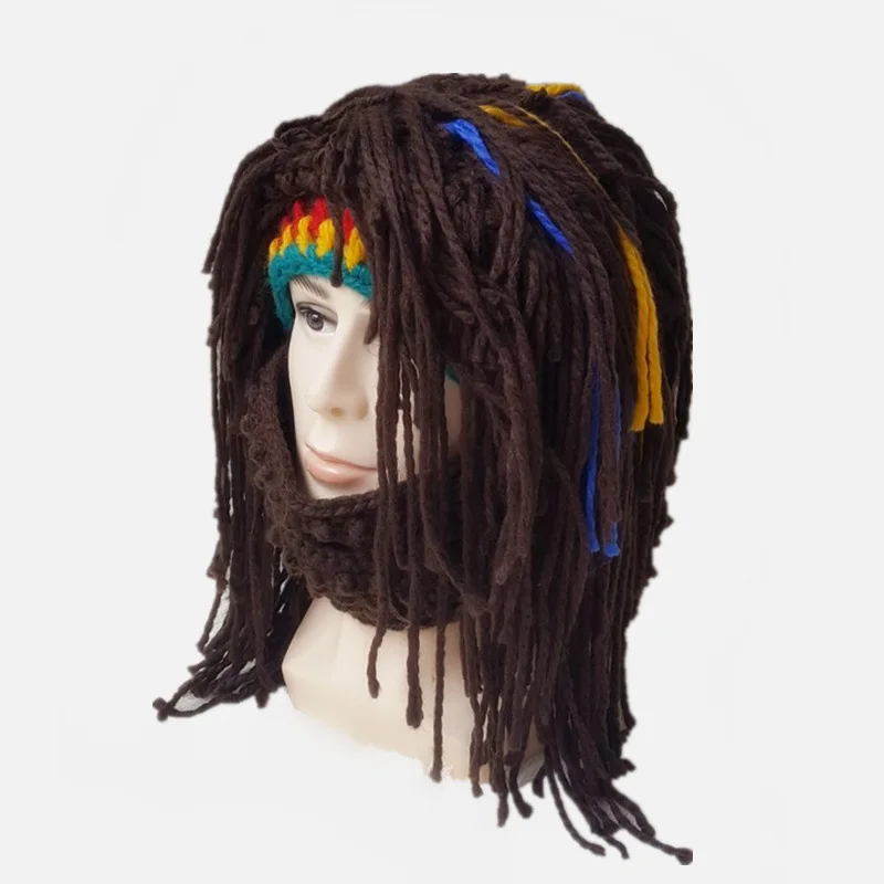 Вязаная мужская зимняя вязаная шляпа с усами Beanies Face Tassel маска велосипедиста Лыжная теплая шапка забавная шапка подарок новинка