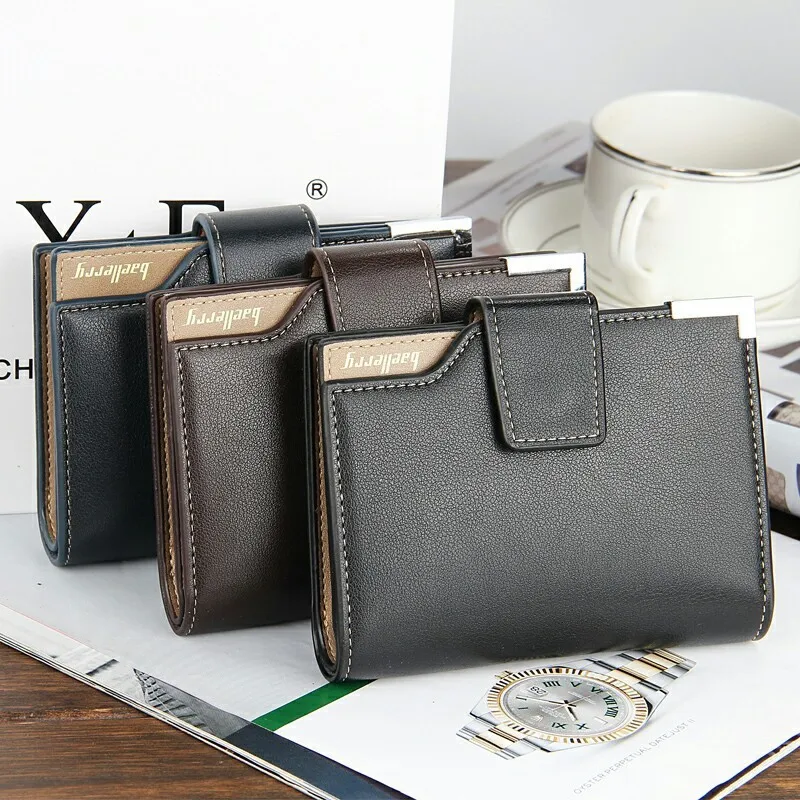 

Fashion New Quality Soft Leather Men Wallets Vertical Section Leisure 3 Folds Hasp Multi Credit Card Holder Wallet Free Shipping