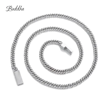 

5.5mm Mens Boys Chain Necklace Silver Color Rombo Buddha Necklace Stainless Steel Necklace Chain Mens Jewelry ZTN510-3