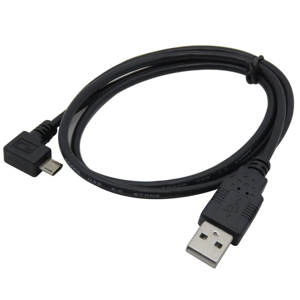 Micro USB к USB кабель для зарядки данных левый Угловой 90 градусов для samsung Moto htc Nokia камера mp3 mp4 Кабель питания 1 м