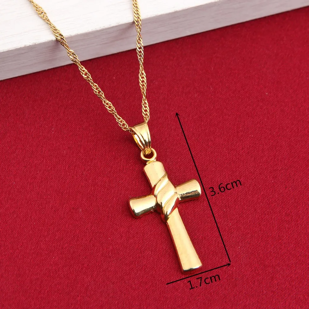 Маленький золотой крест, подвеска, ожерелье для женщин, девочек, детей, мини-подвеска, золотое украшение, распятие, христианские украшения