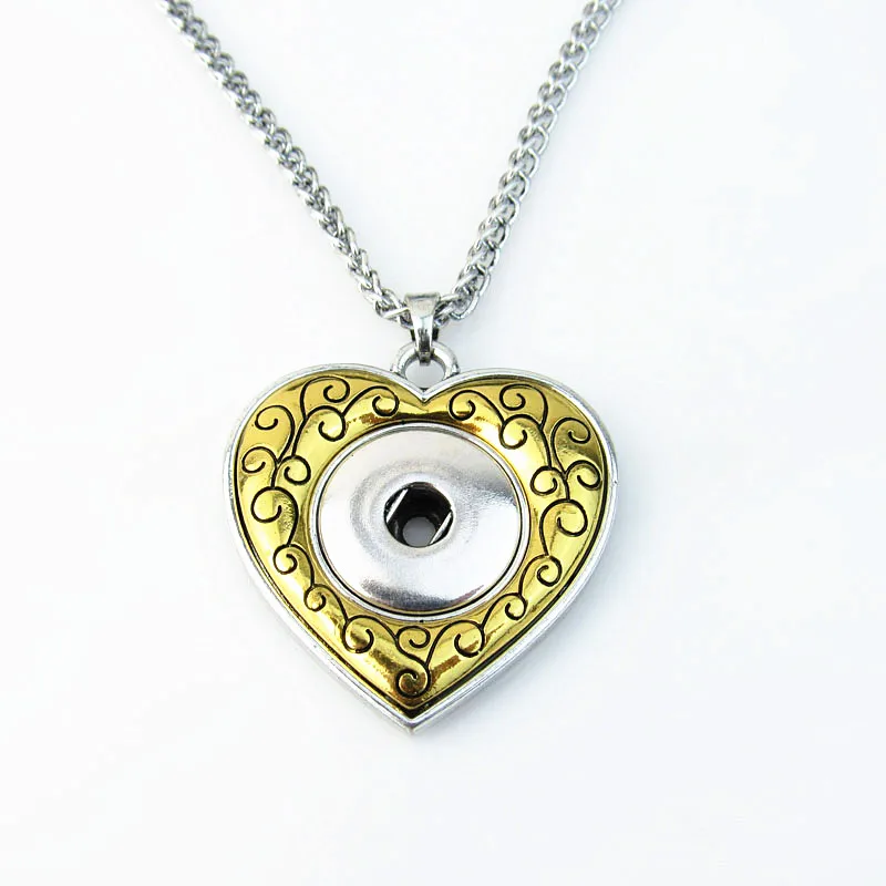 Buy 5pcs/lot Newest gold heart snap button pendant for