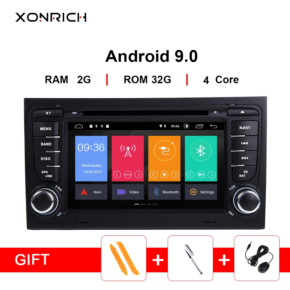 Xonrich 2 Din Android 9,0 автомобильный dvd-плеер для Audi A4 B8 B6 B7 S4 8E 8H 8F B9 Seat Exeo 2002-2008 gps Радио Навигация 2+ 32 ГБ