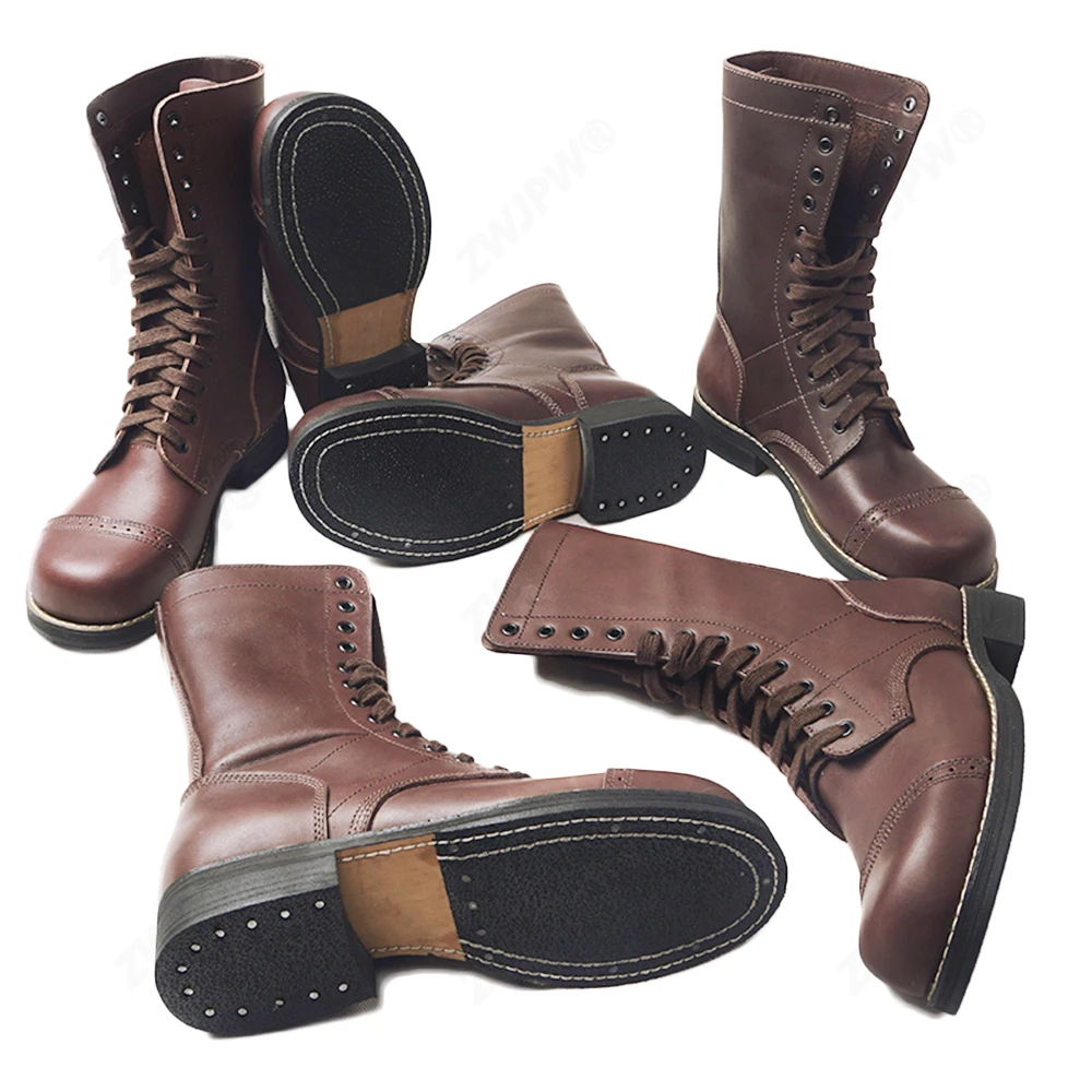  WW2 U.S. Army 82 101 Airborne Paratroopers Boots shoes Leather High Quality US/503312
