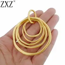 ZXZ 2 шт индивидуальное Большое Матовое Золото 5 кругов подвески для ожерелья ювелирных изделий 70x55 мм
