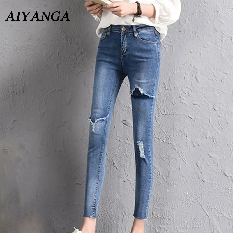 2018 Spring Summer Women Jeans Elasticity Pencil Pants