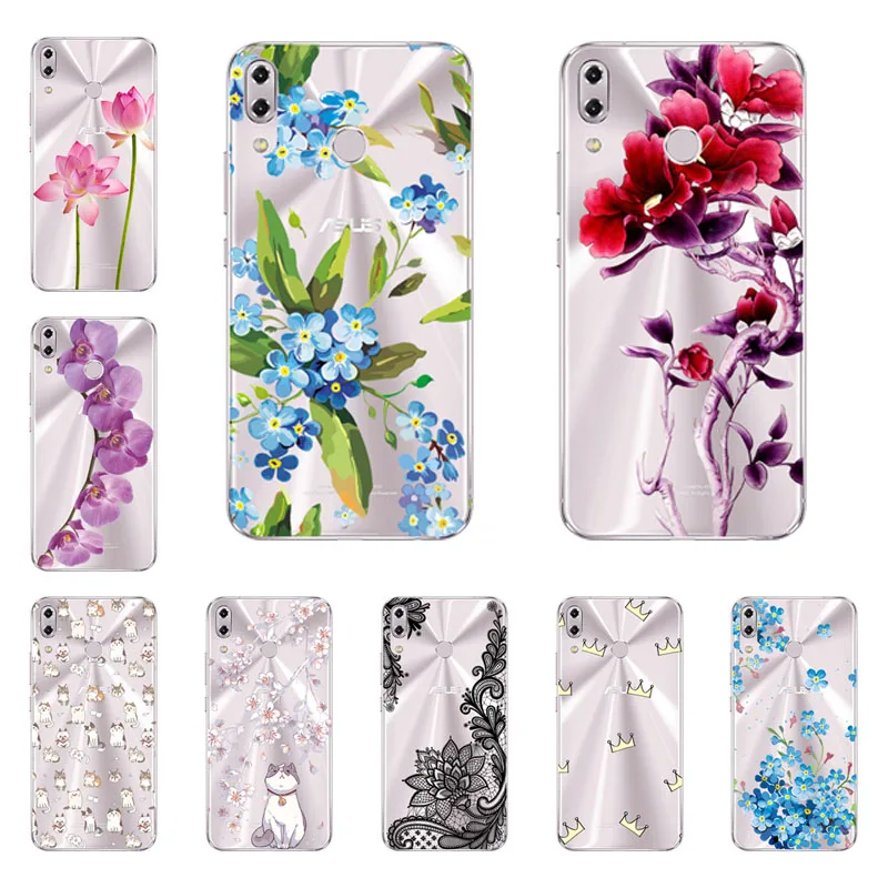 

Soft TPU for asus zenfone 5 5z ze620kl zs620kl 4 3 max zc553kl zc520tl zc520kl Pro ZC554KL ze520kl ze552kl Case flower Cover