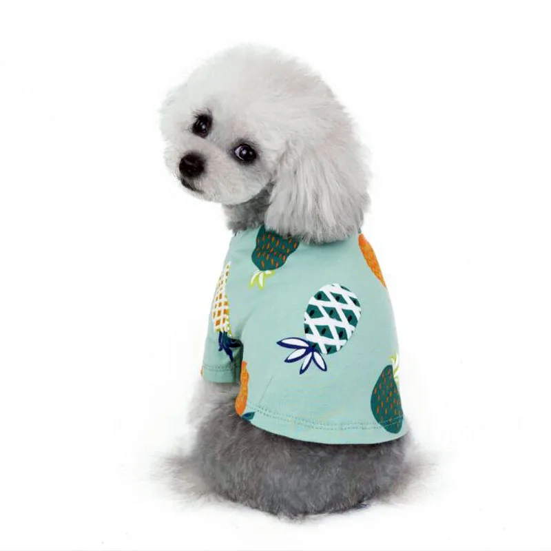 Домашняя одежда для собак, новая летняя рубашка щенок майка с принтом ананаса футболка с проектом героев из мультфильма, футболка для больших собак маленькие собачки Чихуахуа Тедди S-XXL - Цвет: Green