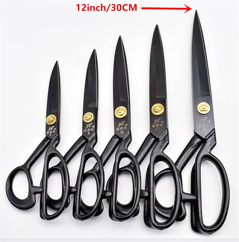 Professional Tailor Scissors Sewing Scissors Embroidery Scissor Tools for Sewing Craft Supplies Scissors Fabric Cutter Shears - Цвет: Black 12 Inch 30cm