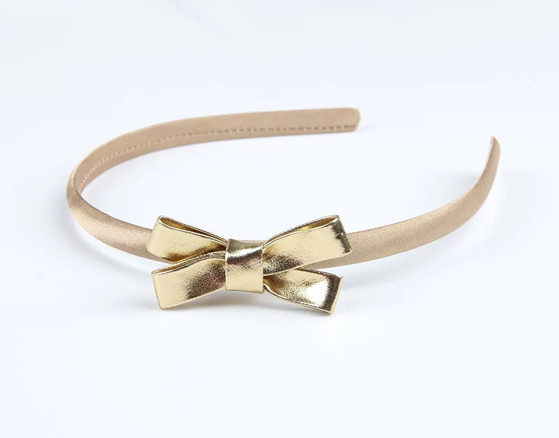 Baby Girls Gold&Silver PU Bow Headband Kids Leather Bowknot Hairband Headwear Newborn Hair Band Accessories baby accessories basket Baby Accessories