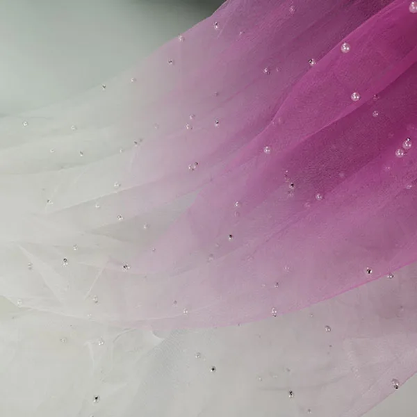 Многоцветный градиентный кружевной ткани для модное вечернее платье с бусинами и сеткой кружевная одежда для выступлений пришить Аксессуары ткань
