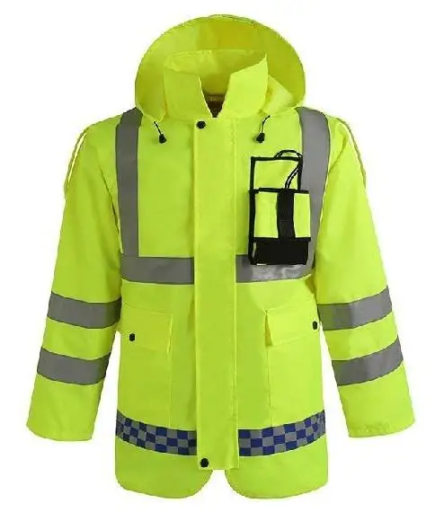 

Hong Kong style Oxford cloth long sleeve Reflective raincoat Waterproof outdoor Warning safety overalls Many pockets printable
