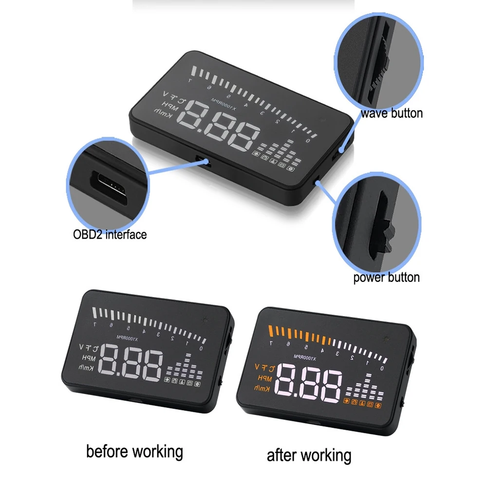 Скоростная сигнализация X5 автомобильный HUD Дисплей OBD II EOBD автоматическое соответствие по скорости Предупреждение ющая система проектор для ветрового стекла автомобильное напряжение