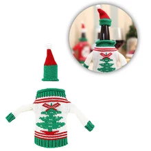 Красивая бутылка для вина обертка в виде свитера сумка Санта Клаус вязаные шапочки на год Рождество для домашнего ужина вечерние рождественские украшения