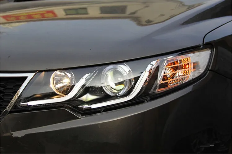 Автомобильный Стильный чехол для головного фонаря для Kia Forte 2009-2013 фары светодиодный фары DRL Объектив Двойной Луч Биксенон HID автомобильные аксессуары