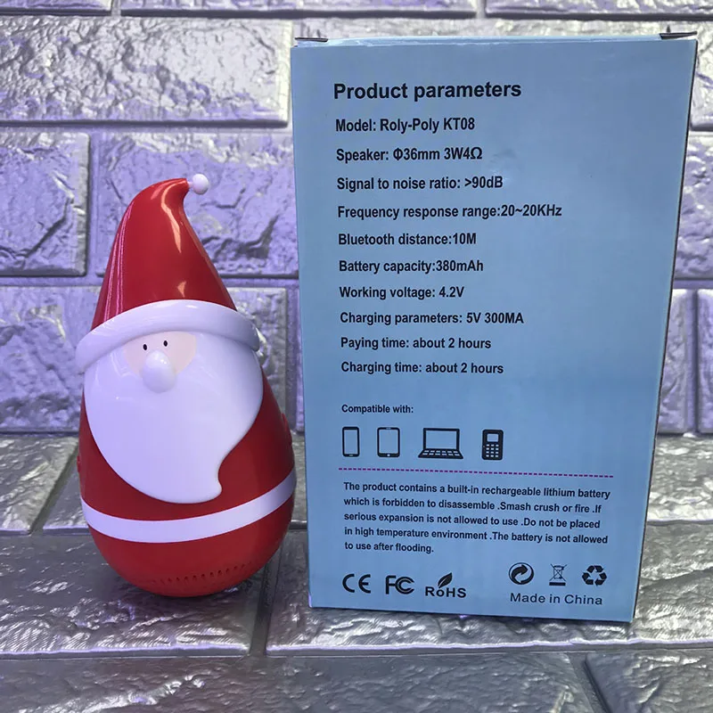 Christmas Gifts Mini Santa Bluetooth Speaker Cute Tumbler Wirless Stereo Surround Speaker Subwoofer Hifi Music Player  (12)