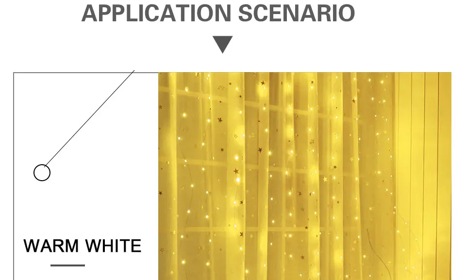 USB LED Curtain Holiday Lights Copper Wire 3x3m 300 LED String Garland Window Christmas Lights Fairy Wedding Party Decoration (13)