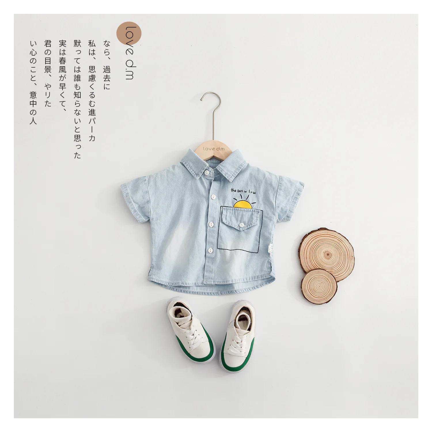 

WLG baby boys girls casual summer shirts kids denim blue cartoon printed shirt children all match clothes