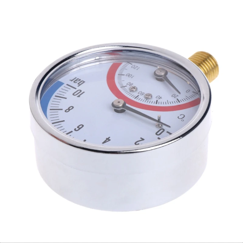 10 Bar Temperature Pressure Gauge Meter G1/4 Thread 2 in1 Thermometer Monitor 77UC Wholesale dropshipping