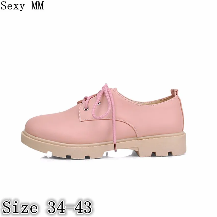 

Slip-On Women Oxfords Shoes Loafers Flats Lace-Up Woman Casual Flat Shoes High Quality Plus Size 34-40 41 42 43