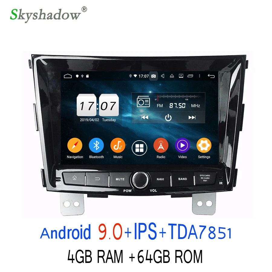 Cheap DSP Android 9.0 4GB RAM 64GB ROM 8Core Car DVD Player Wifi 4G Bluetooth 4.2 RDS RADIO GPS Glonass Map For SsangYong Tivolan 2014 3