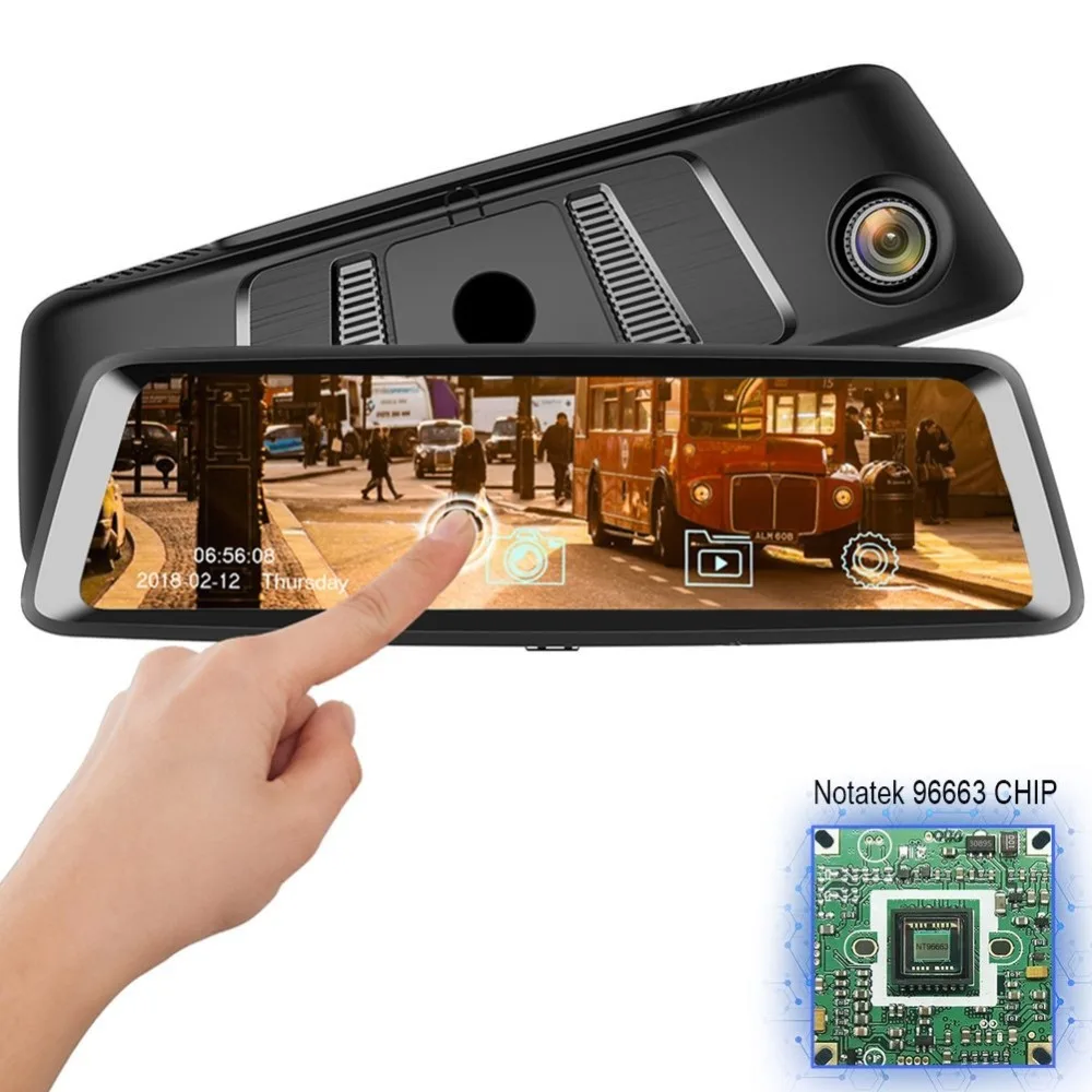 

10'' FHD Car Camera Sony Sensor Front Rear Dual 1080P Night Vision Rearview Mirror Video Recorde IPS Touch Screen C79 DVR Carro